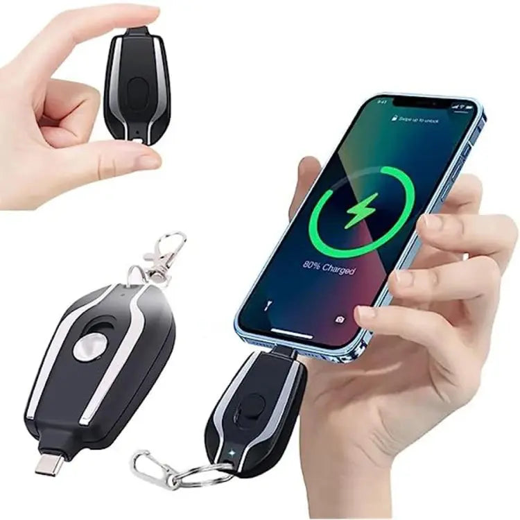 Keychain Portable Charger,1500mAh Mini Power Emergency Pod Key Ring Cell Phone Charger